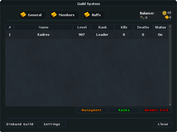 Members Tab Interface